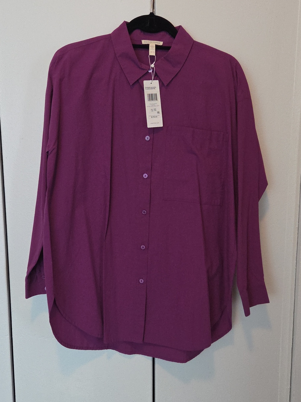 Eileen Fisher Cotton Poplin  Beautuful Purple Shirt Size XXS Nwt